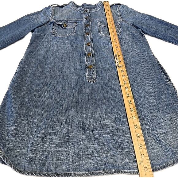 Gap 1969 Ltd Ed Womens Denim Tunic Sz M Blue Dress Pockets Distressed Western - Picture 5 of 8